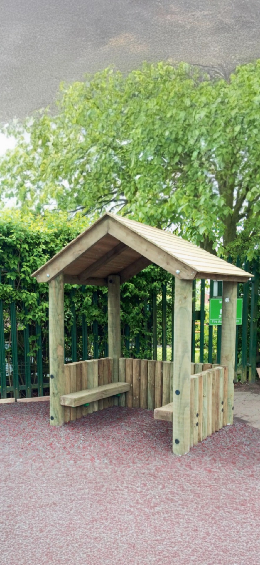 Toddler shelter with sides and benches